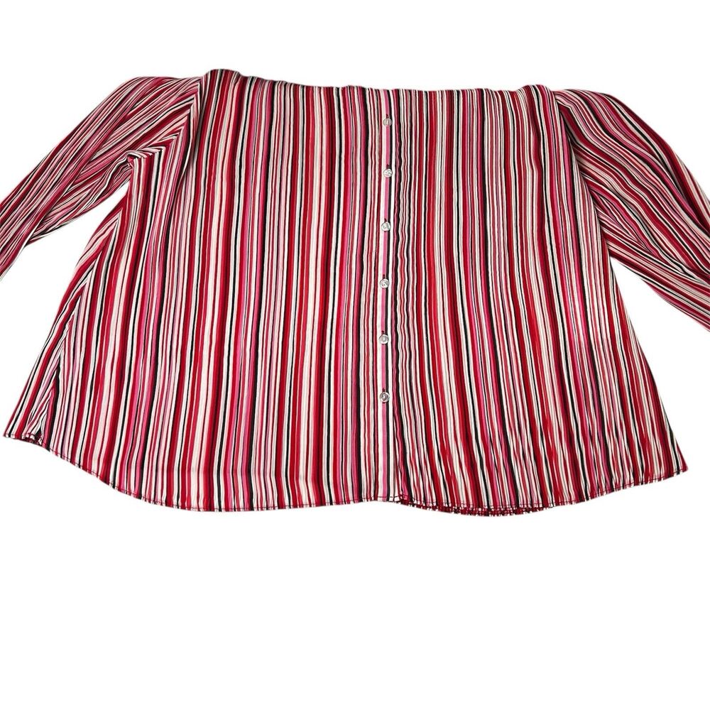Cato Woman Size 22/24W Long Sleeve Button- front Crinkle Polyester Top - Picture 4 of 9